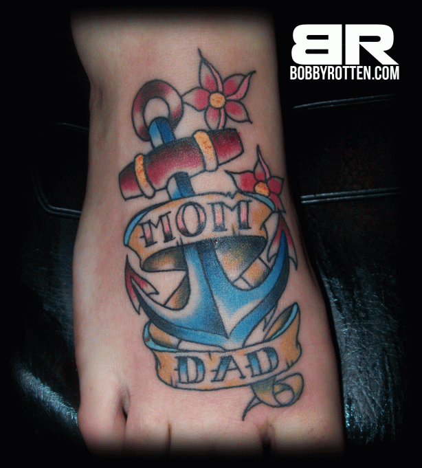 This is a custom traditional anchor tattoo that I did today on one of my